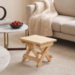 Small Wooden Stool Folding Step Stool Square Footstool Adults Kids Seat Portable