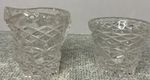 Vintage Creamer Sugar Bowl Glass Crystal Cut Details Etched Set