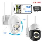 ZOSI 3MP Wireless IP Security Camera Outdoor Home WiFi Smart PTZ Camera IR CCTV
