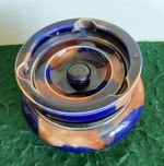 Vintage Antique Tobacco  Jar Cobalt  Blue Tortoiseshell Glaze.