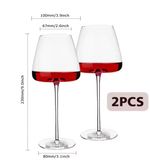 Maison Vellure Set of 2 Luxury Crystal Red Wine Glasses Long Stem Goblets