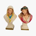 Vintage 1940s-1950s Mid-Century Italian-Style Chalkware Jesus Mary Wall Busts