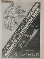 WINGS VENUS & MARS - MAGNETO & TITANIUM MAN NME 1975 advert 15¾x11⅞ 40x30cm VG+