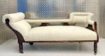 Antique French Regency Chaise Longue c1880 Mahogany Victorian Daybed Cream