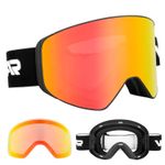Vgooar OTG Ski Goggles with Magnetic Detachable Lens, Frameless Cylindrical Lens