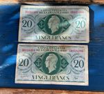 Banknote Central Cash of Free France 20 Francs 1941 X 2