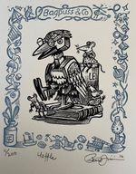 Peter Firmin Signed Ltd Ed (200) 2016 Linocut of Yaffle (& 3 mice!) from Bagpuss