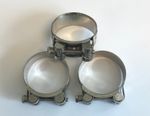3 x Stainless Motorcycle Exhaust Link Pipe Clamps with Bolt 52MM - 55 MM