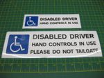 2 Disabled Driver Car Stickers Hand Controls in use