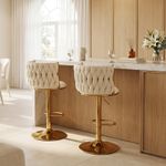 2 X VELVET BLACK BAR STOOLS GAS LIFT BREAKFAST KITCHEN BAR PADDED ARMS & BACK UK