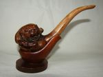 Vintage Wooden Chinese Grotesque Smoking Pipe & Italian Stand