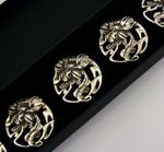 SIX LARGE STERLING SILVER ART NOUVEAU FLOWER BUTTONS 1903 ANTIQUE ENGLISH