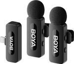 BOYA BY-V2 Wireless Lavalier Microphone (2TX+1RX) for iPhone, Mini Phone Microph