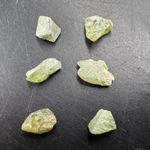 Rough Peridot Crystal Set of 6 Natural Olivine Mineral Specimens Pakistan Green
