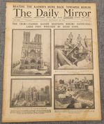 DAILY MIRROR WW1 KAISER DESTROYS RHEIMS CATHEDRAL LIEGE 22 SEPT 1914 NEWSPAPER