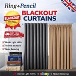 THERMAL BLACKOUT CURTAINS READY MADE EYELET RING TOP OR PENCIL PLEAT +2 TIE BACK
