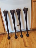 Antique Salvaged Hand Carved Claw Footed Table Legs Brown Good Condition