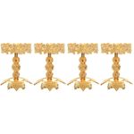 4Pcs Zinc Alloy Reusable Shabbat Candle Holders Golden Color Elegant Tabletop