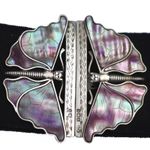 Fine antique Art Nouveau solid silver & MOP novelty butterfly Buckle 46g C.1909