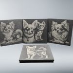 Chihuahua Slate Coaster Gift Set of 4  Engraved   Pet Home Table Drink Protector