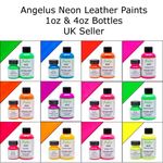 Angelus Neon Acrylic Leather Paint for Shoes, Sneakers, Bags, 12 Colours 1oz/4oz