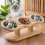 Cat Dog Food Feeding Stand Station Stainless Double Raised Bowls Sloping Holder