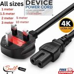 UK FIGURE 8 POWER CABLE C7 LEAD 2 PIN TV PS5 PS4 XBOX LAPTOP MAINS 1M–10M LOT