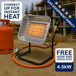 4.5KW Portable Propane LPG Gas Heater - Site, Patio, Fishing - STAND & REGULATOR