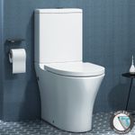 Peak Close Coupled Toilet Round Rimless WC Bathroom & Soft Close Seat, Cistern