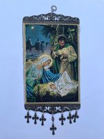 Nativity Scene Tapestry Wall Hanging – Holy Family & Three Wise Men – 20 x 45cm