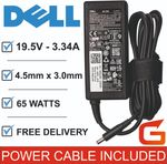 Dell Laptop Charger 19.5V-3.34A, 65W (4.5mm Pin) POWER CABLE INCLUDED REDUCED