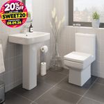 Close Coupled Toilet and Basin Sink Set Bathroom Modern Cloakroom Ceramic Suite