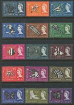 Solomon Islands 1965 SG112-126 Birds Fish Flowers Artefacts set MNH
