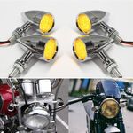 4Pcs Motorcycle Universal M10 Chrome Bullet Turn Signal Blinker Indicator Light