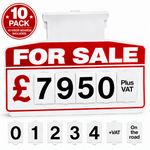 10x Red Car For Sale Board/ Window Car Price Sale Sign with Numbers Sun Visor.
