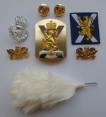 British Army Royal Regiment of Scotland Gilt Cap/Collar Sporran Badges & Hackle
