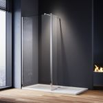 Wet Room Shower Screen With Flipper Walk In Enclosure 8mm NANO Easy Clean Glass