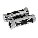 Motorcycle Handlebar Grips Chrome Chopper Cushion 22mm LEFT 25mm RIGHT Standard