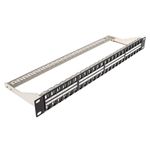 48 Way Port 1U Keystone Patch Panel Cat6 Cat6a Cat5e Fibre + earth wire UNLOADED
