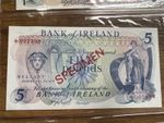 1977 Northern Ireland 5 Pound Specimen Note UNC Condition