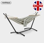 VonHaus Hammock with Stand 1-Person Striped Garden Seat & Steel Frame Chair New