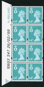 N-WON64A 64p Sea Green N. Ireland 2B Walsall Warrant 547 26/02/99 U/M