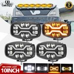 4PCS 10" FULL LED SPOT LIGHT WHITE AMBER DRL 12V 24V Jumbo Oval TRUCK VAN