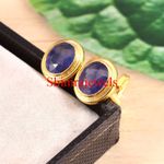 Heated Sapphire Gemstone With 18k Gold Plated Silver Cufflinks #312