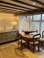 Large Wooden Model Yacht on Display Stand – Nautical / Marine Decor – 107cm Tall