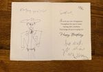 An original signed Reggie kray Letter and Card with a drawing of a cowboy inside