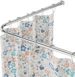 WELDUN L Shaped Shower Curtain Rod Adjustable 68-96cm Stainless Steel Corner Rod