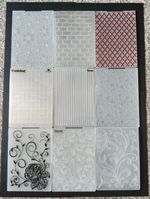 A5 Embossing Folders x 9 - Flowers, Brick, Stars, Dominoes, Stripe, Trellis