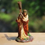 Statue Jesus Cross Crucifix Figurine Christ Catholic Home Sculpture Tabletop