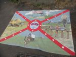VINTAGE 1860's USA CIVIL WAR BANNER HAND PAINTED TRAIN WAGON HORSE, FOLK ART